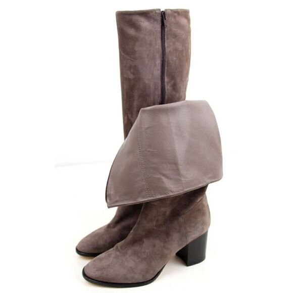 M Grigiarancio BROWN TAUPE GENUINE SUEDE LEATHER 3" HEEL FULL ZIP SIDE BOOTS 38 - Picture 9 of 9